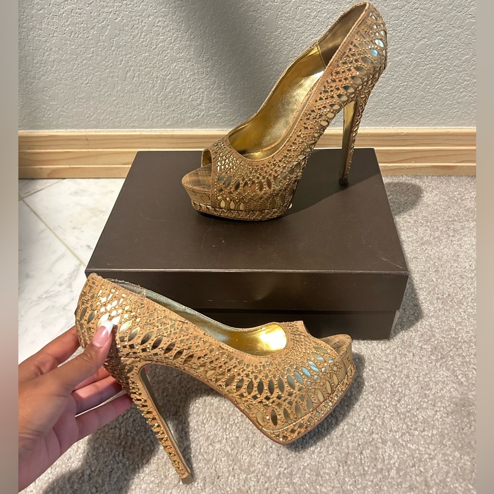 Bebe Gold Heels